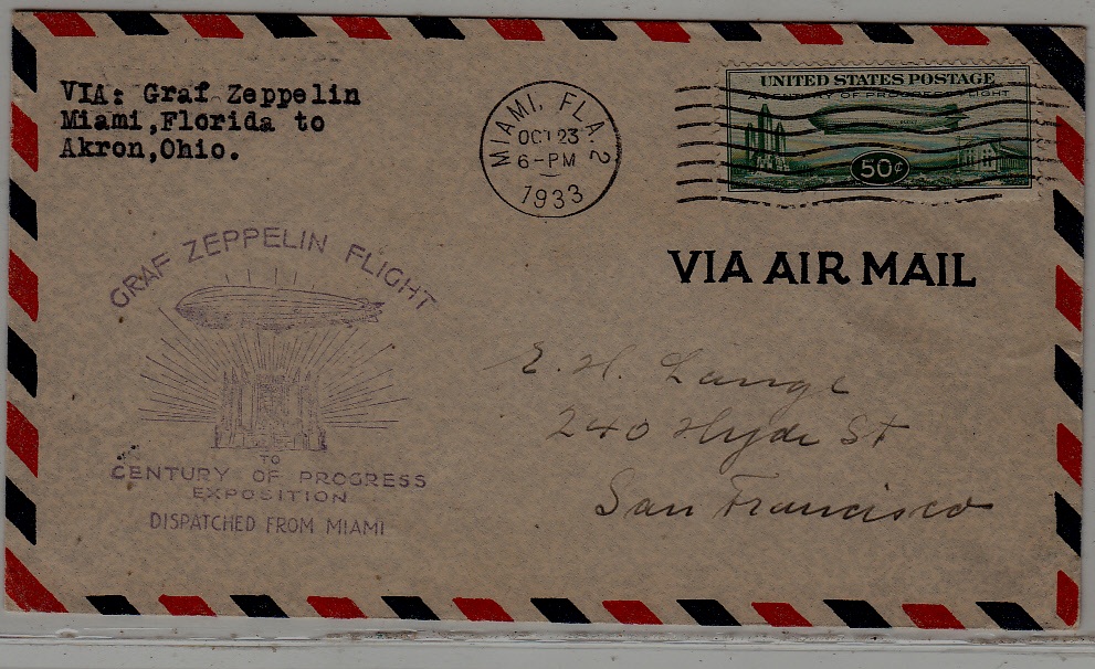 USA Zeppelin cover 23.10.33 Miami