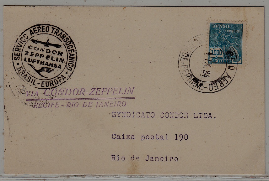 Brazil Zeppelin card 4.9.34