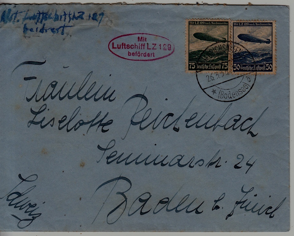 Germany Zeppelin cover LZ 129 26.3.36 Friedrichshafen