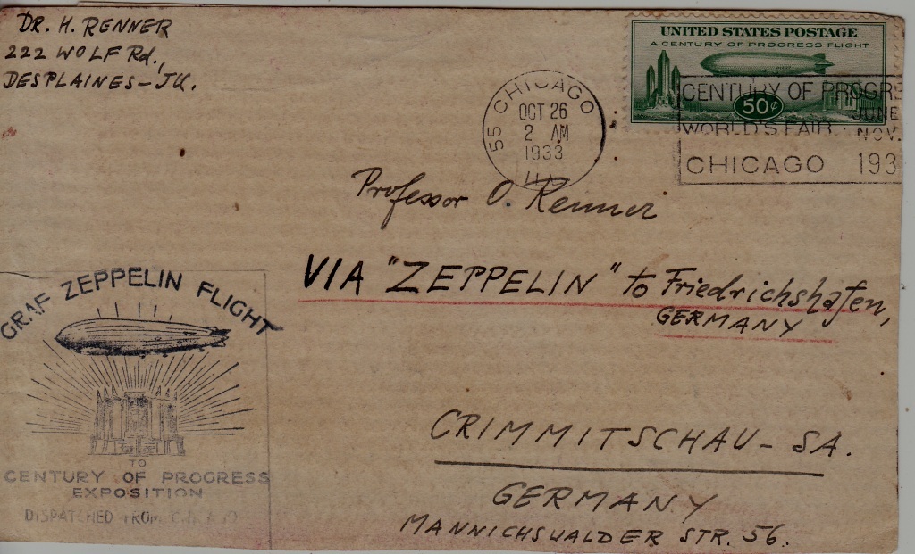 USA Zeppelin cover front side 26.10.33