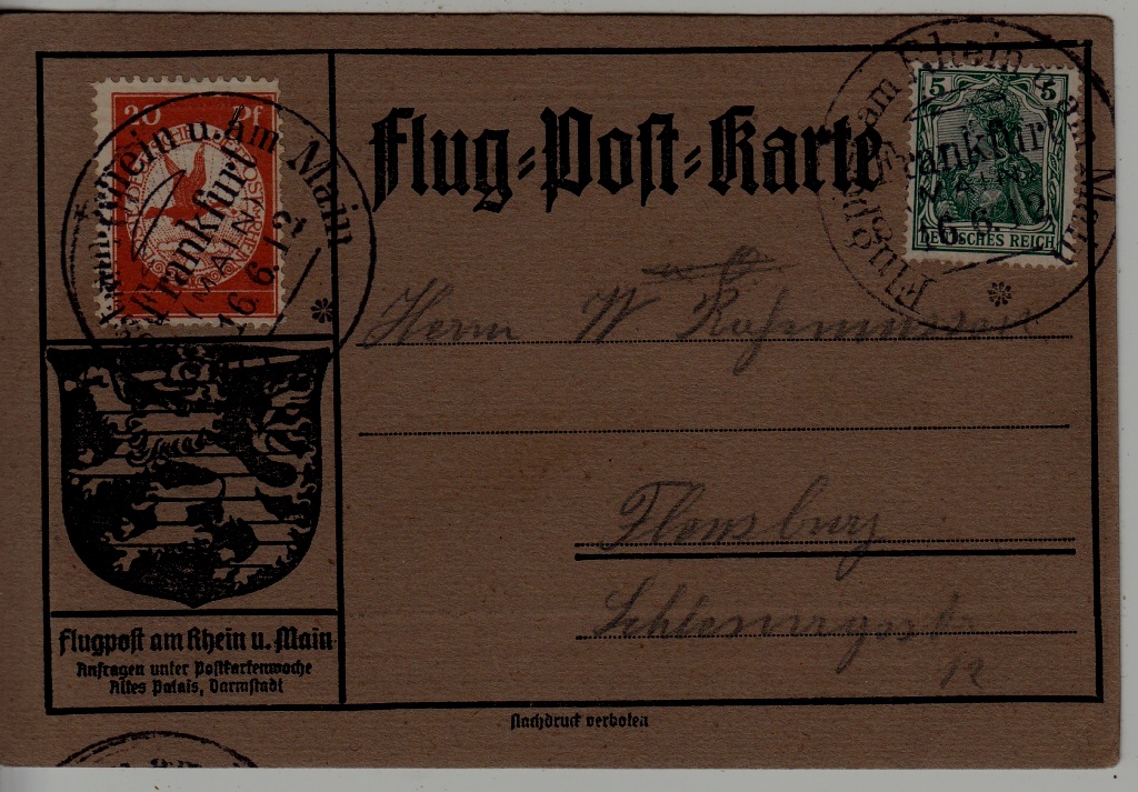 Germany Zeppelin card 16.6.12 Frankfurt