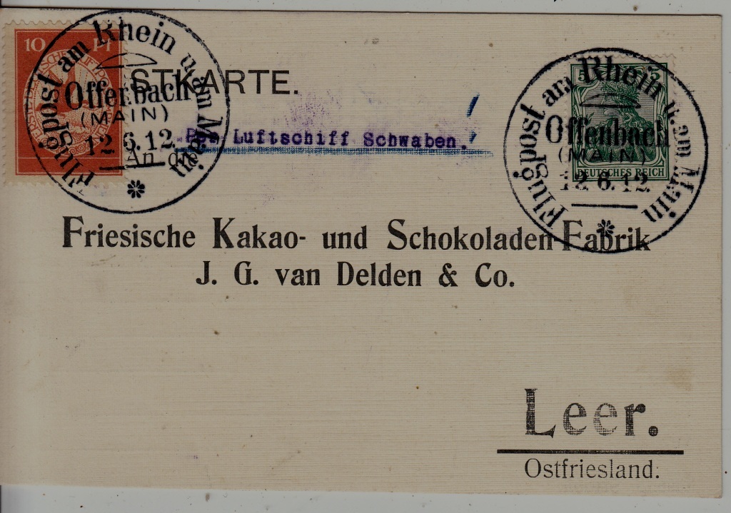 Germany Zeppelin card 12.6.12 Offenbach