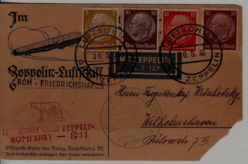 Germany Zeppelin card 30.5.33 faults