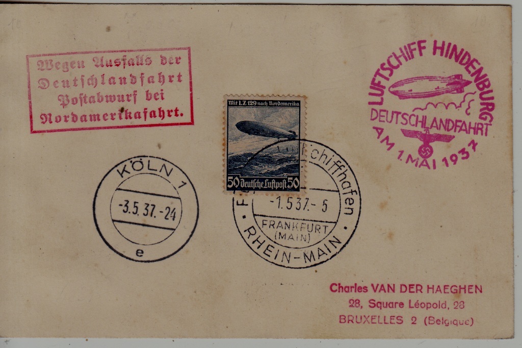 Germany Zeppelin card Deutschland fahrt 1.5.37