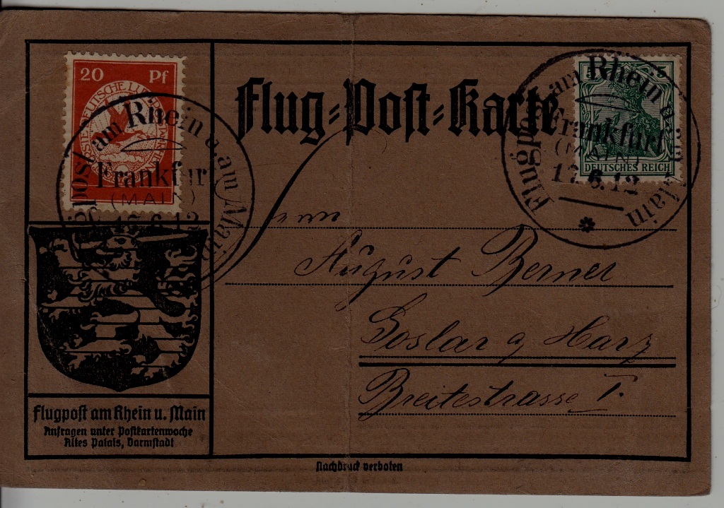 Germany Zeppelin card folded 17.6.12 Frankfurt