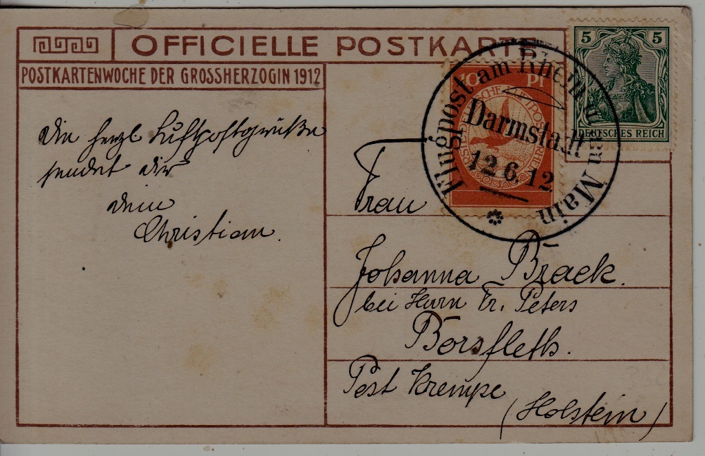 Germany Zeppelin card 12.6.12 Darmstadt