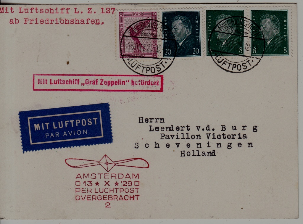 Germany/Netherlands Zeppelin card 13.10.29