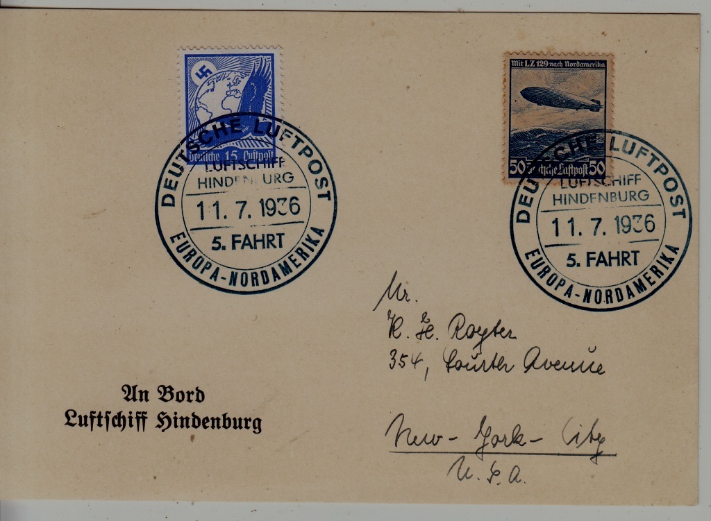 Germany Zeppelin card 5.NAF 11.7.36