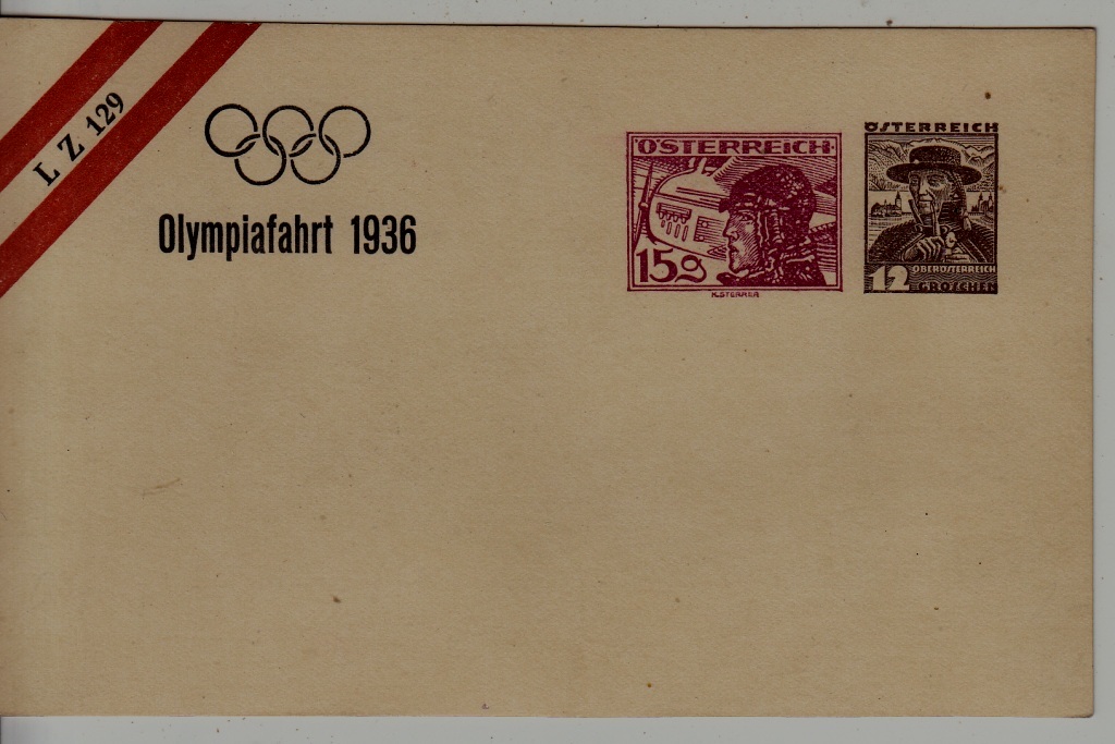 Austria unused Zeppelin card Olympiafahrt 1936