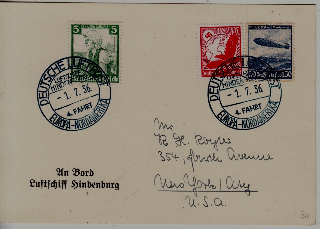 Germany Zeppelin card 4.NAF 1.7.36
