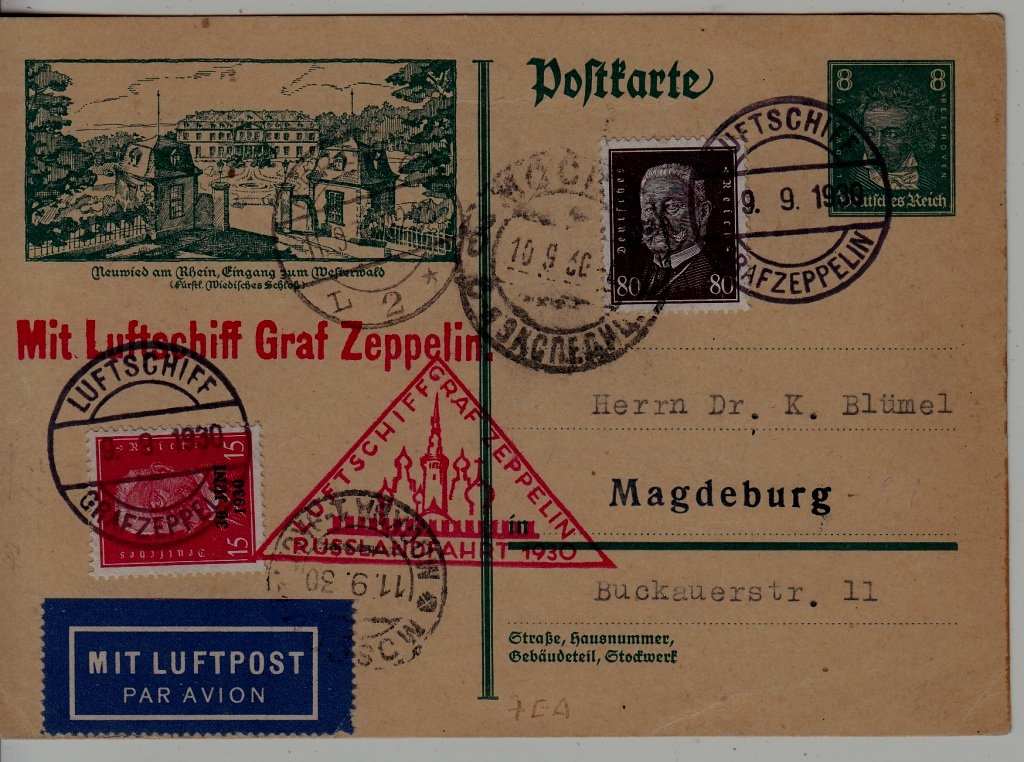 Germany/Russia Zeppelin card 9.9.30