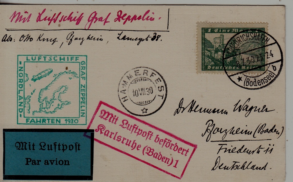 Germany Zeppelin card 8.7.30