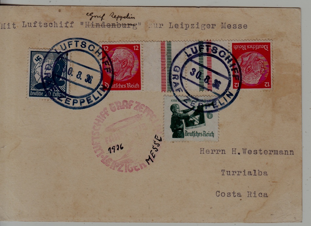 Germany Zeppelin card 30.8.36 boardpost