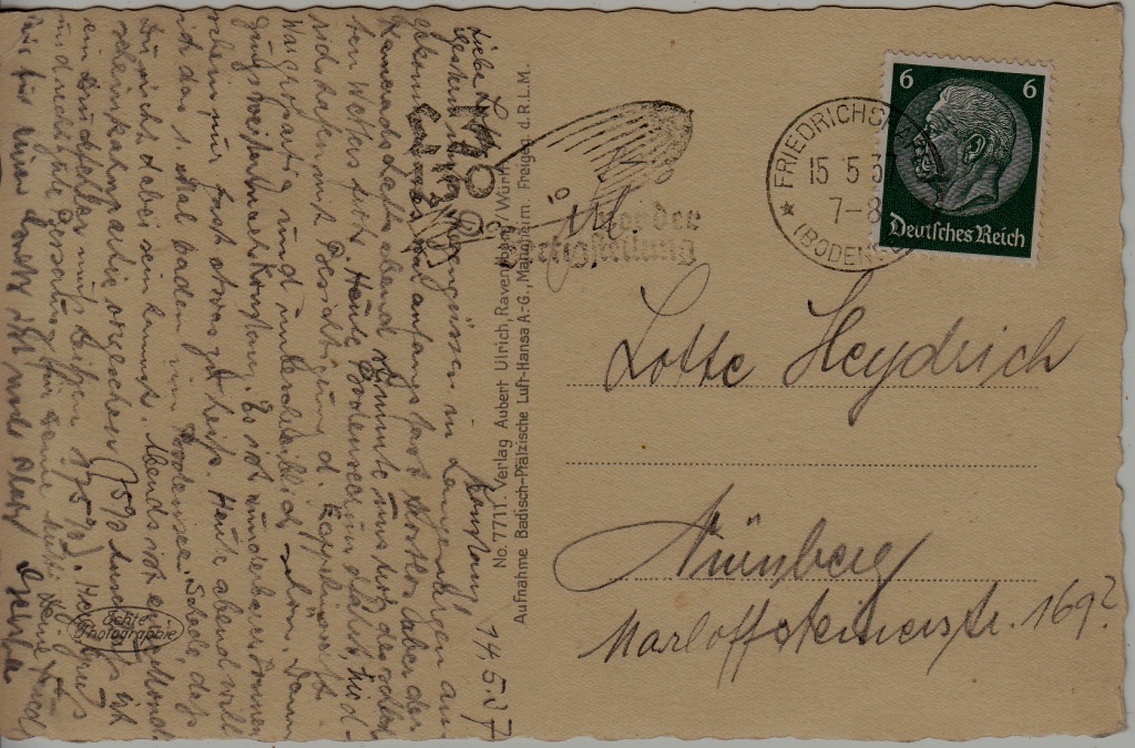 Germany Zeppelin card 15.5.37 Friedrichshafen