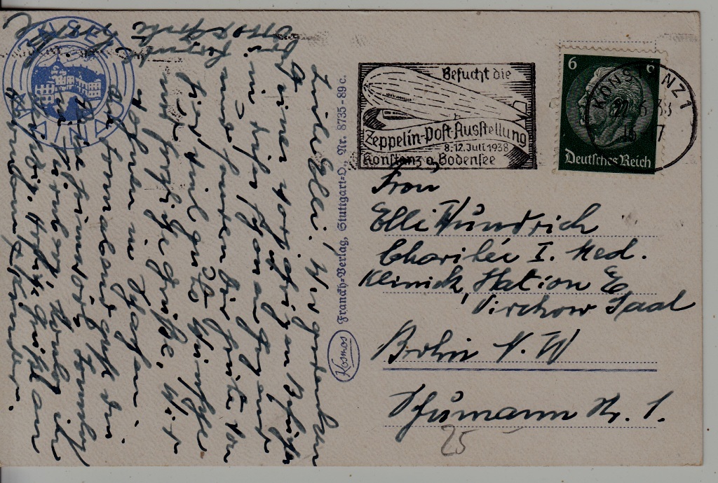 Germany Zeppelin card 22.6.38 Konstanz
