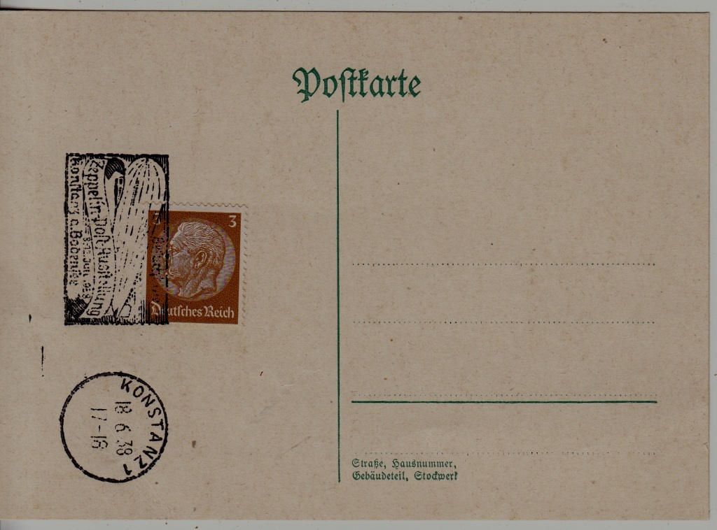 Germany Zeppelin card 18.6.38 Konstanz