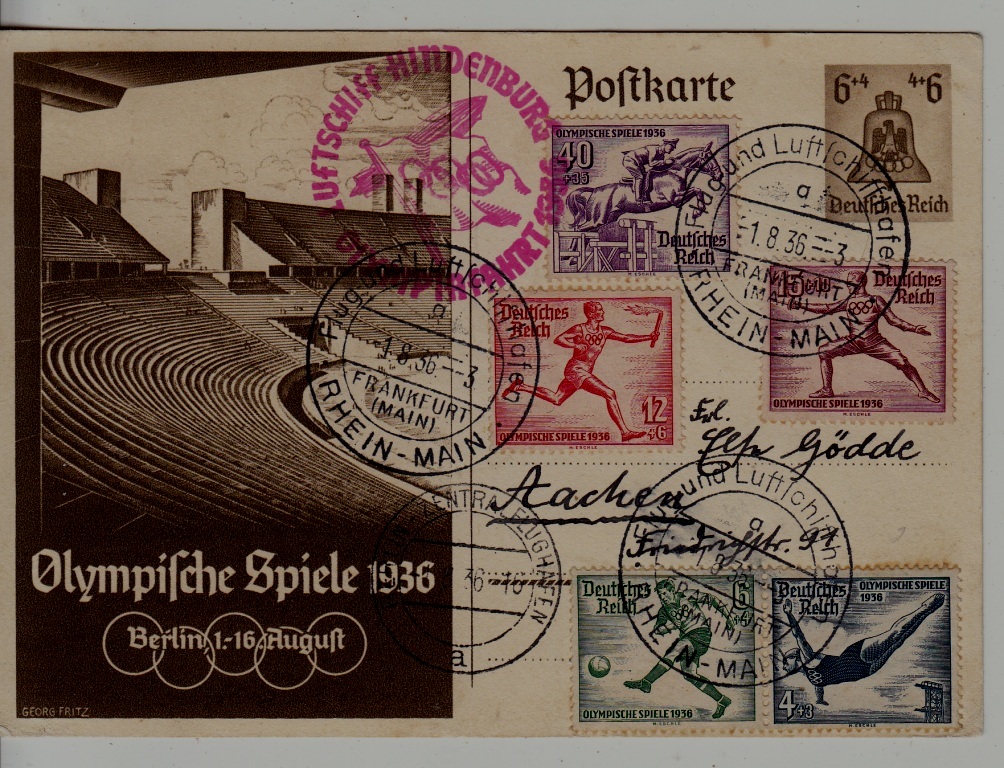 Germany Zeppelin card Olympiafahrt 1.8.36