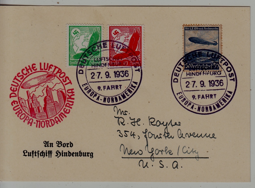 Germany Zeppelin card 9.NAF 27.9.36