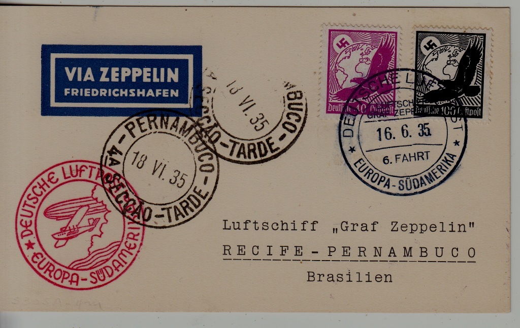 Germany/Brazil Zeppelin card 6.SAF 16.6.35