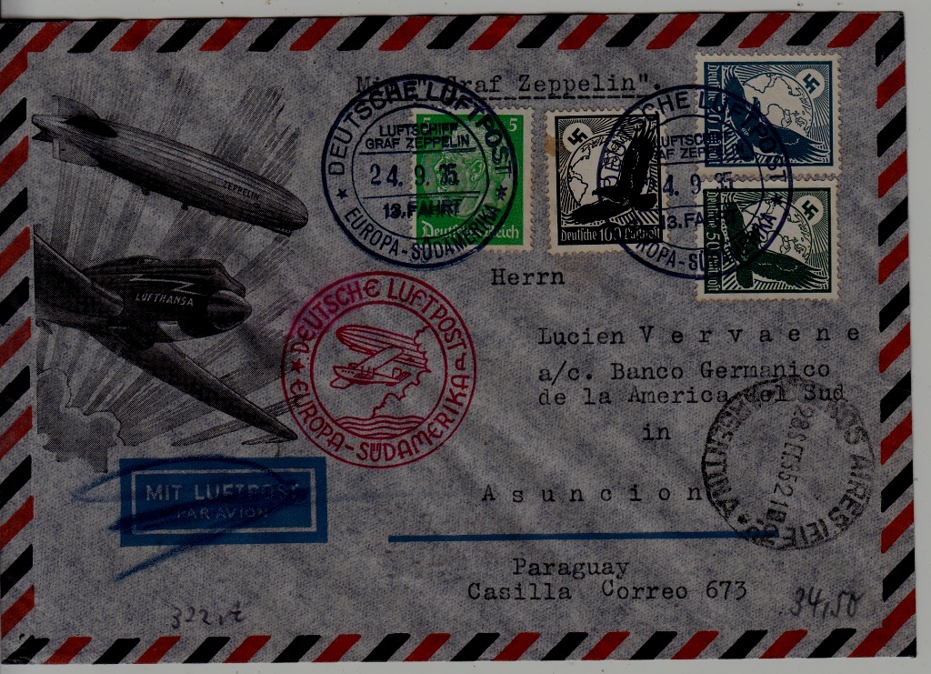 Germany/Paraguay Zeppelin cover 13.SAF 24.9.35