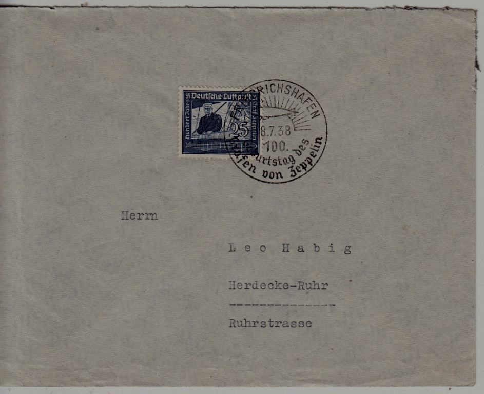 Germany Zeppelin cover 8.7.38 Friedrichshafen