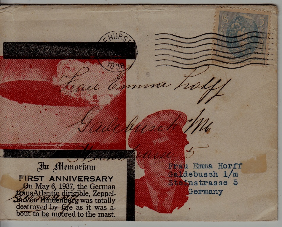 USA Zeppelin cover folded 6.5.38 Lakehurst