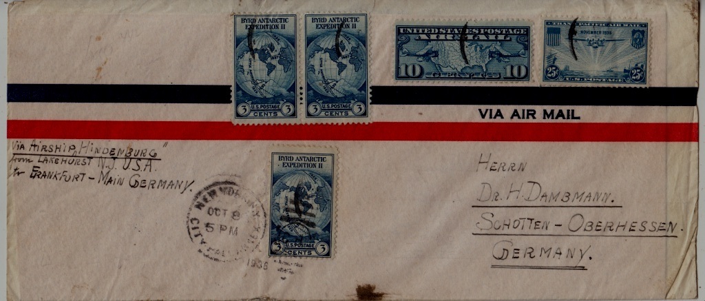 USA/Germany Zeppelin cover 8.10.36