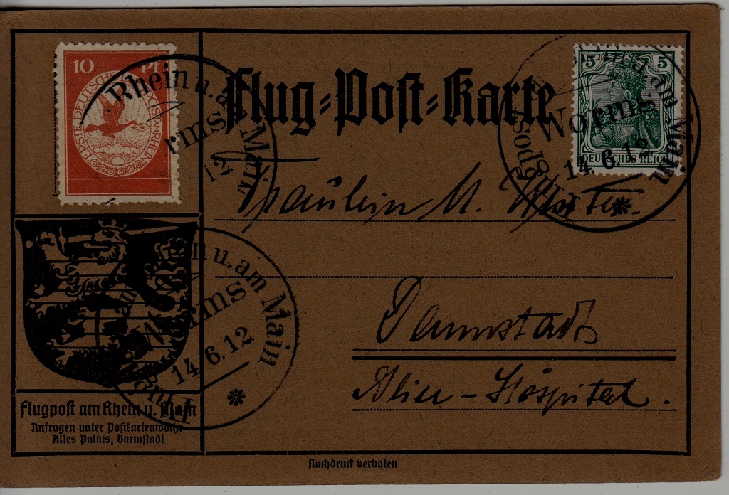 Germany Zeppelin card 14.6.12 Worms