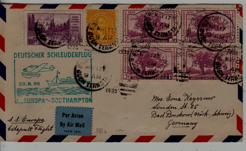 USA Catapult cover 22.5.35 Europa-Southampton