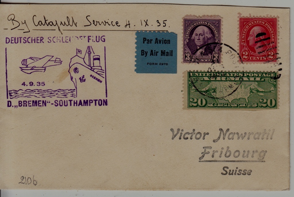 USA Catapult cover 4.9.35 Bremen-Southampton