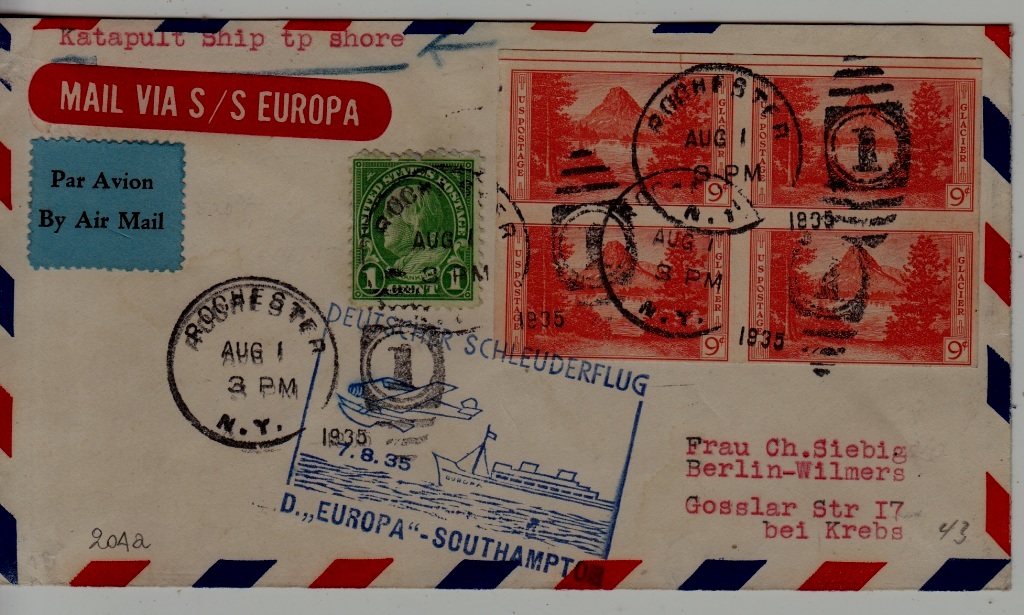 USA Catapult cover 7.8.35 Europa-Southampton