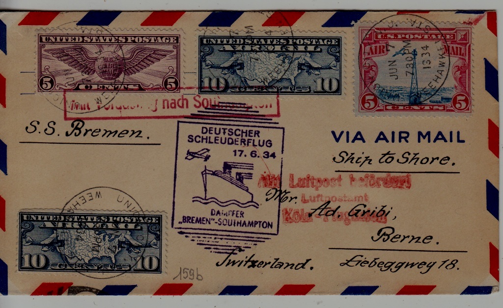 USA Catapult cover 17.6.34 Bremen-Southampton