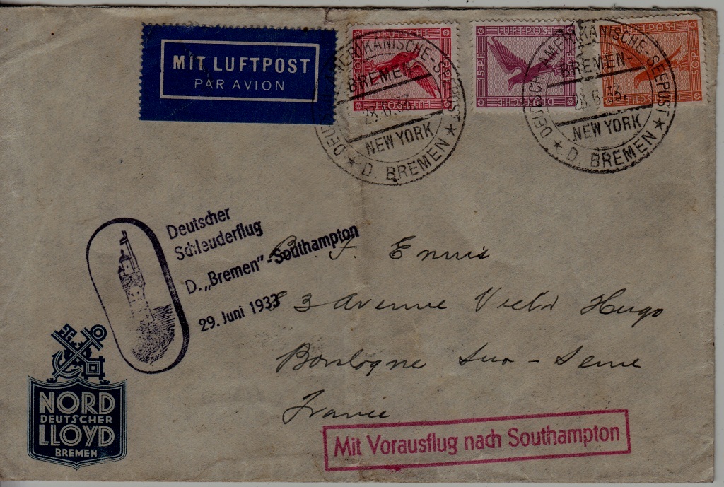 Germany/France Catapult cover folded 29.6.33