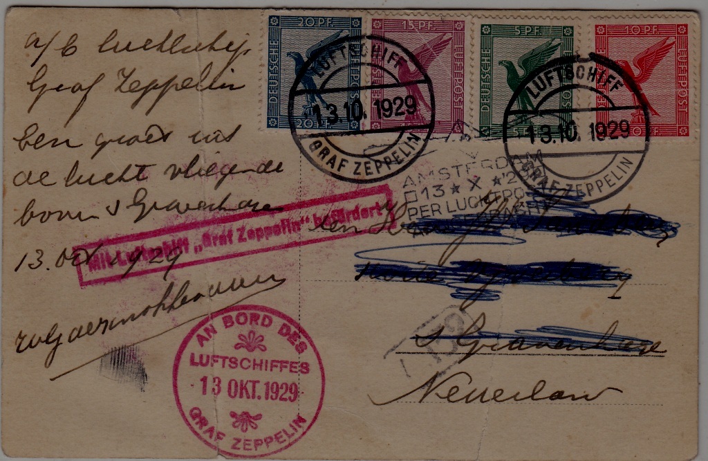 Germany/Netherlands Zeppelin card folded 13.10.29