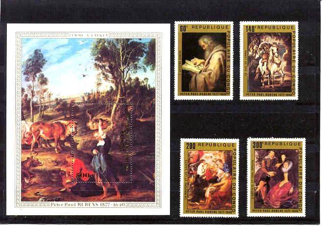Congo Mi.606-09/bl.14 MNH VF Painting(Rubens)