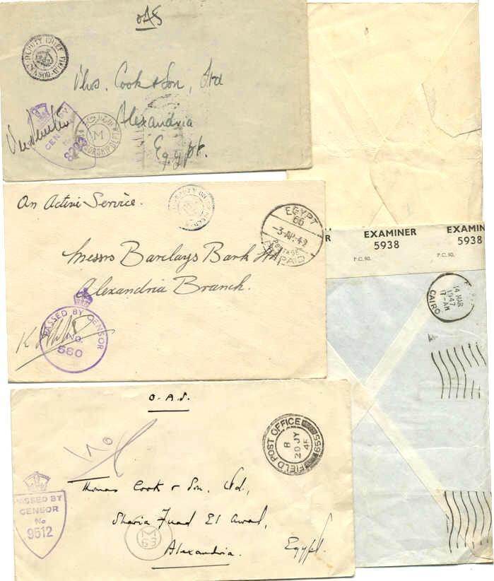 Egypt 5 censored covers 1942-47