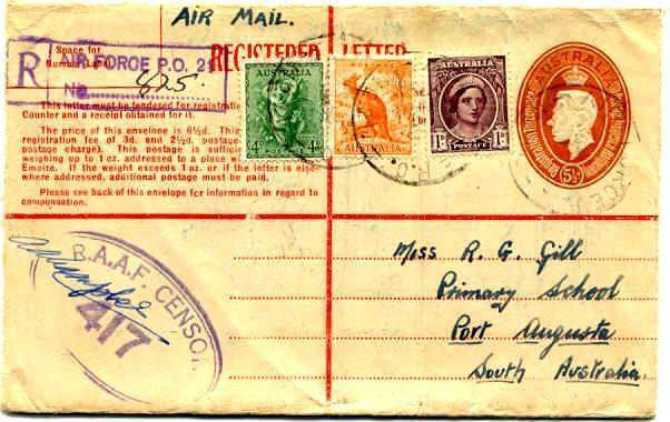 Australia registered censored cover 1943