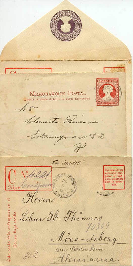 Chile 3 covers/1908-13/poor condition