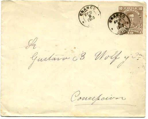 Chile used cover 8.2.1913 Cranco