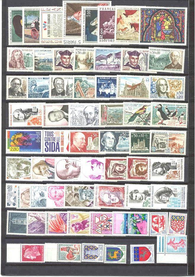 France 62 MNH values/ 1960-94